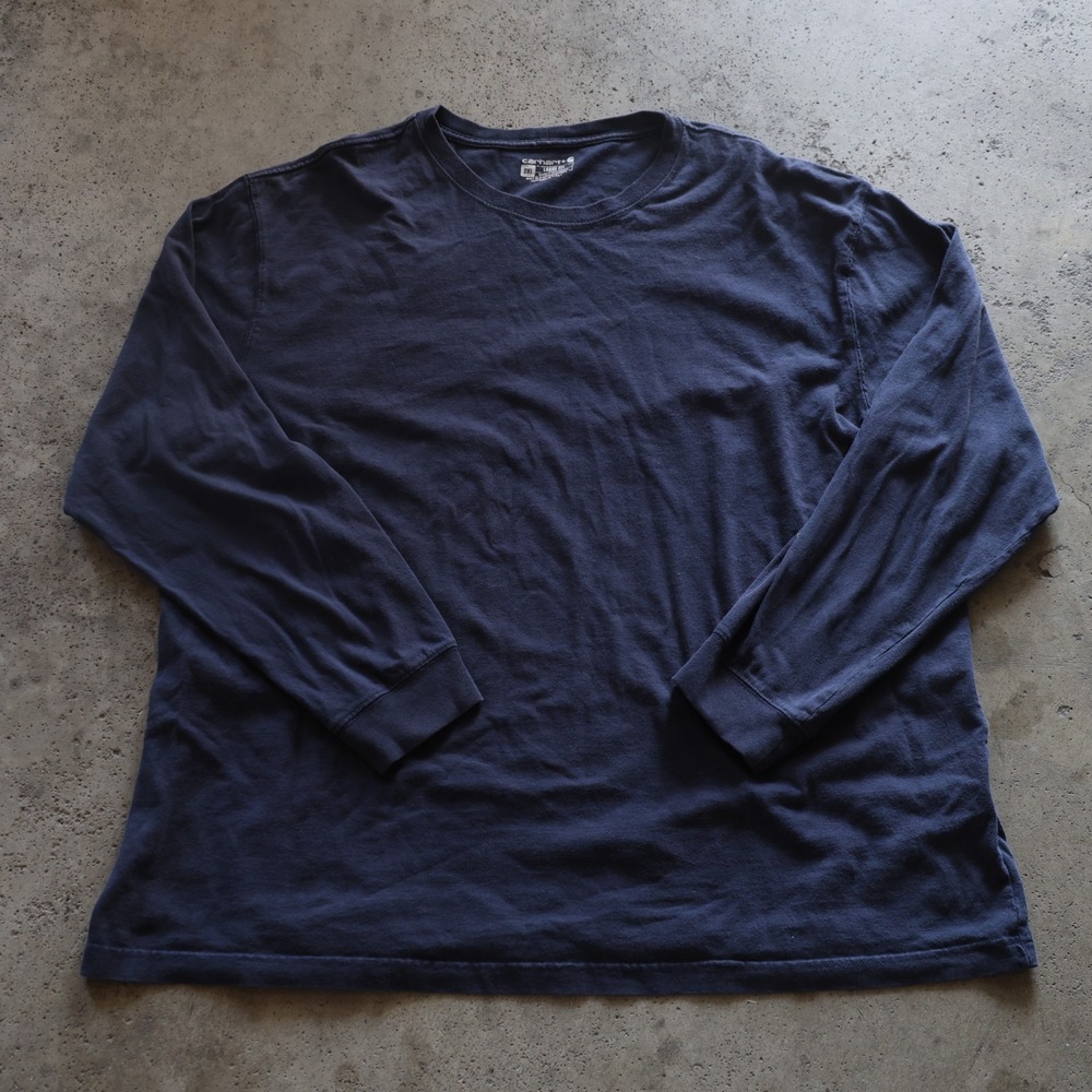 Carhartt Long Sleeve T-Shirt Men's Size 2XL Navy Logo Loose Fit